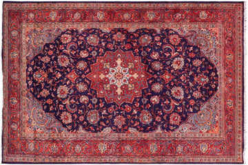 handmade Traditional Kashan Blue Rust Hand Knotted RECTANGLE 100% Wool Pile area rug 6x12